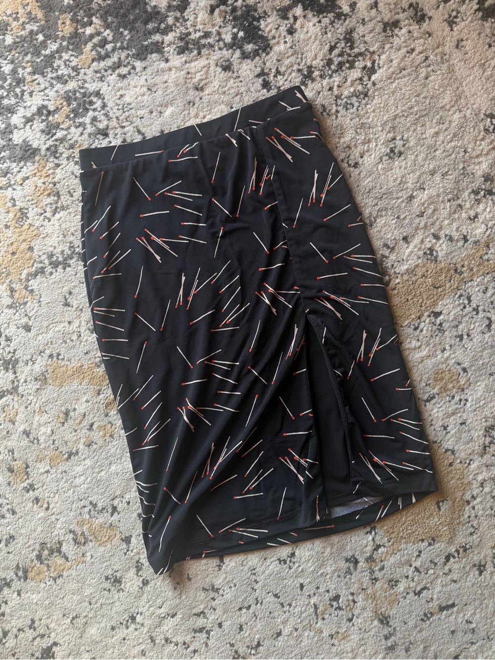 Nasty Gal Black Pencil Skirt with White and Red Matchstick Print